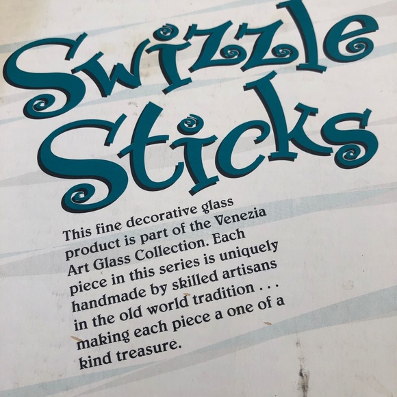 NWB Vintage Palm Tree Swizzle Sticks The Venezia Art Class Collection Set Of 6 - Picture 5 of 6